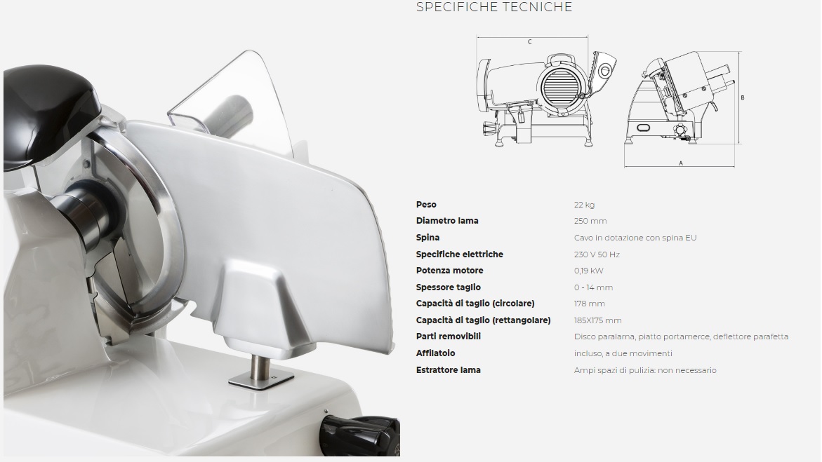 Berkel Domestic Slicer Red Line 250 White